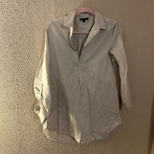 For Cynthia Linen Cotton Women’s Button Down 3/4 Sleeve Size L Boho Indie Tunic